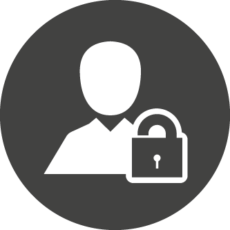 Person with lock in front logo