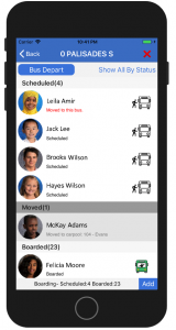 Mobile app to manage school bus boarding